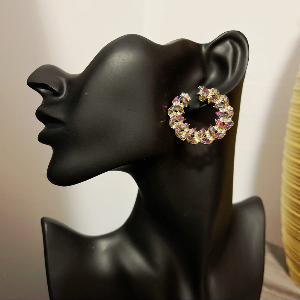 ✨Stunning Purple Aurora Rhinestones Hoop Earrings (Hypoallergenic)